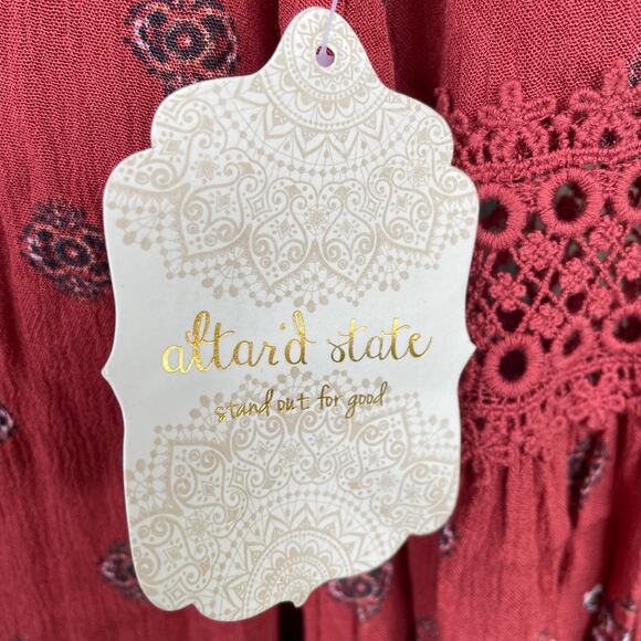 Altar’d State Dress Mini Boho Orange NWT Small Baby Doll Keyhole back - Picture 9 of 11